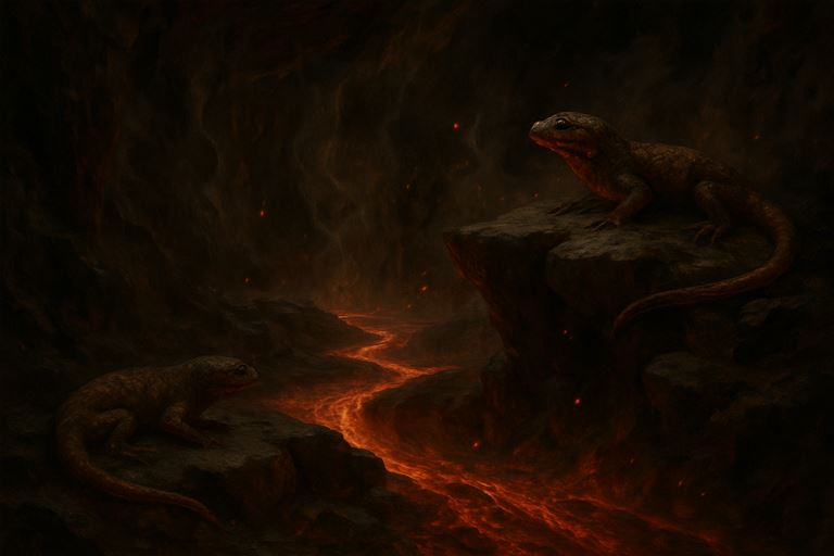 The Cinder Vents — glowing volcanic fissures venting heat and ash