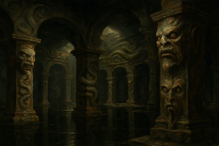 The Sunken Gallery — drowned colonnades of an elder reptilian civilization
