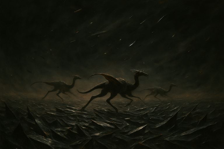 The Glasswastes — an open cavern floored with razor volcanic glass