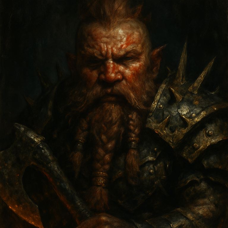 Painted portrait: a war-painted Deepkin Marauder hefting a cruel axe